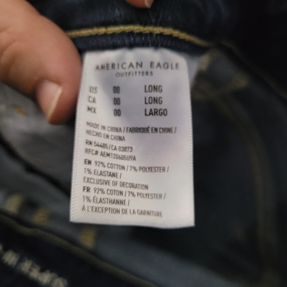 AMERICAN EAGLE | Super Hi-Rise Jegging skinny stretch distressed long jeans - Picture 9 of 10